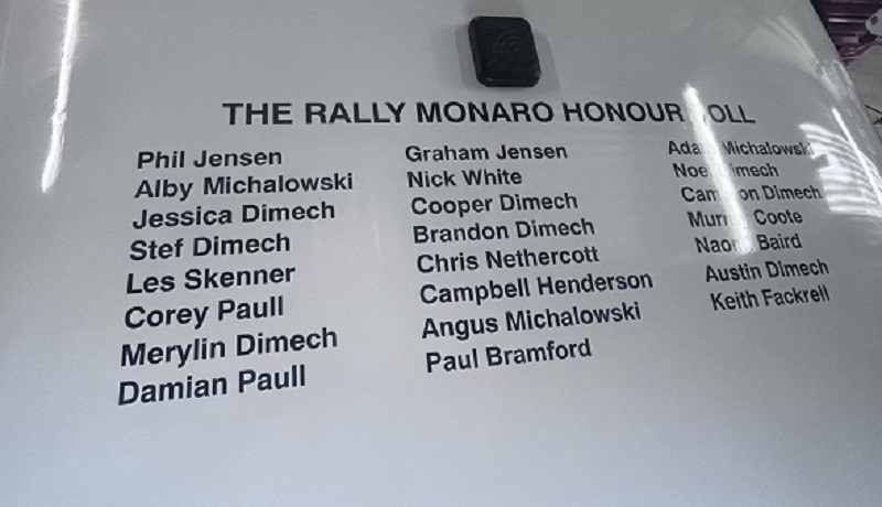 FAmily Motorsport, Holden Monaro, Classic Rally Honour Roll